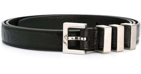 Saint Laurent Three Passant Belt in Black 